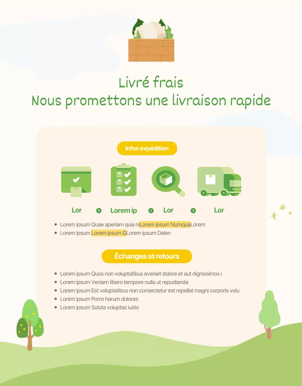 Promouvoir la description naturelle du chou-fleur vert et jaune