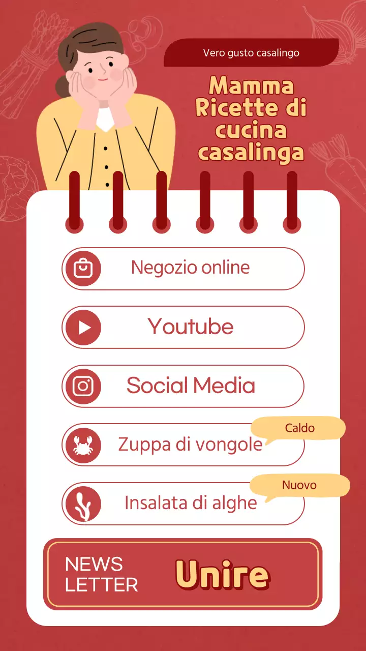 Storie di Instagram guidate con concetti di ricette rosse e gialle