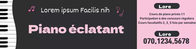 Illustration d'un clavier en noir et blanc promotion d'une école de musique