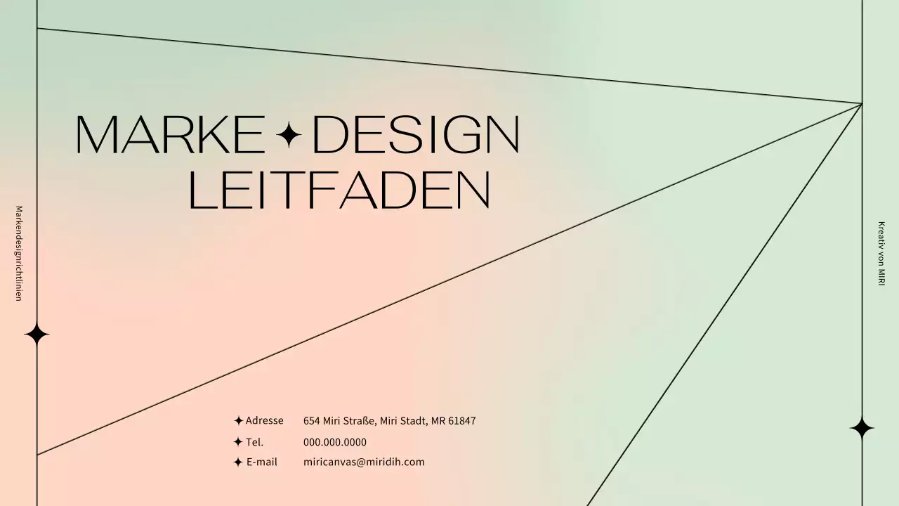 Einfache Markendesign-Richtlinien mit einem schwarzen Linienmotiv auf einem pastellfarbenen Hintergrund