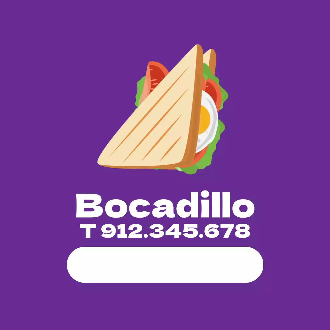 Etiqueta ilustrada morada para bocadillos