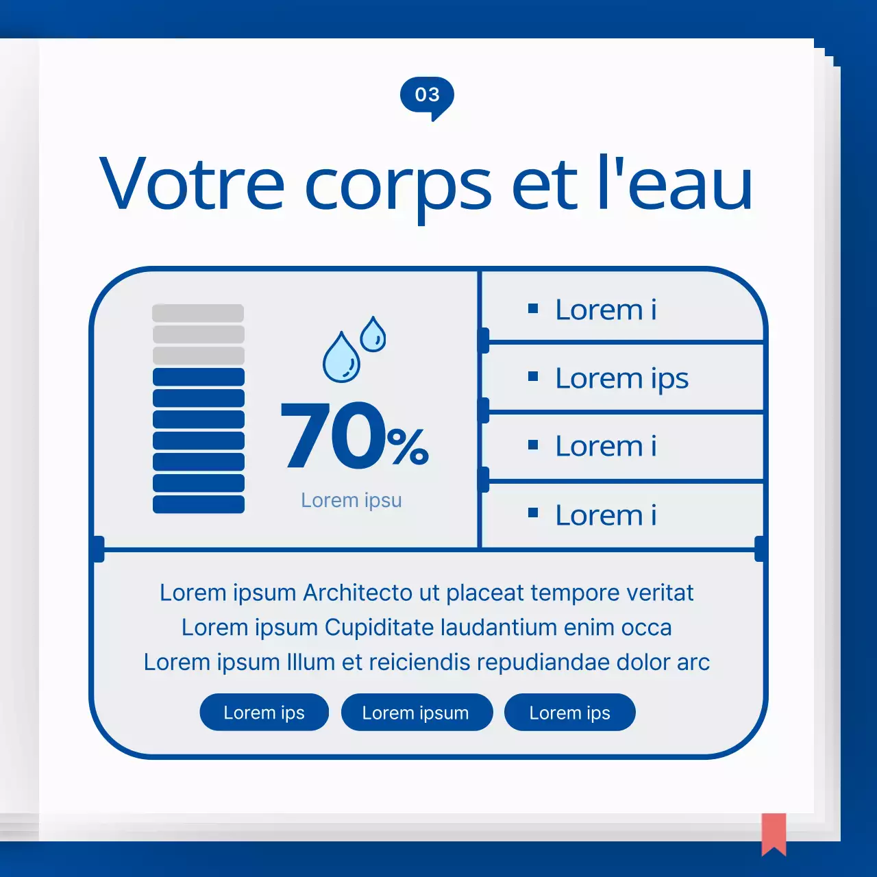 Icône bleu et bleu ciel concept encyclopédie de l'eau