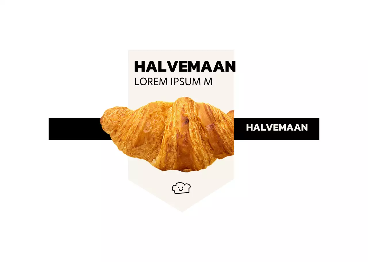 Binnenin een menu van een bakkerij met een eenvoudig ontwerp met afbeeldingen van echt brood in zwart en ivoor.