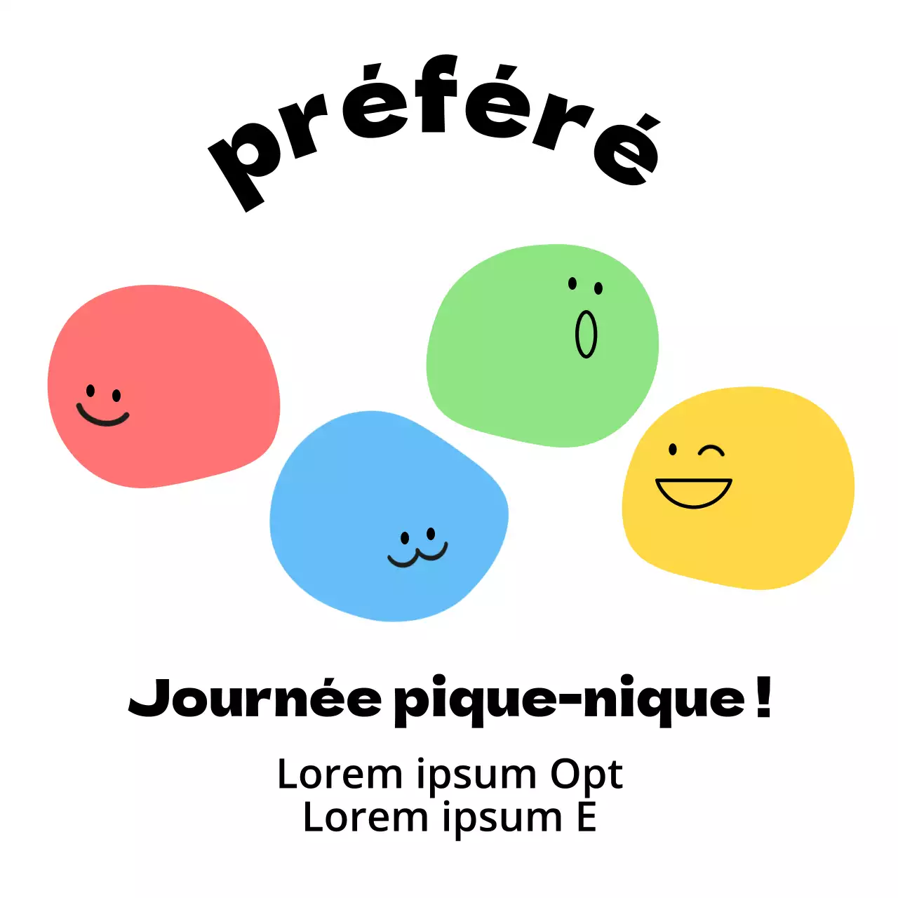 T-shirts mignons et colorés pour le pique-nique des enfants d'âge préscolaire