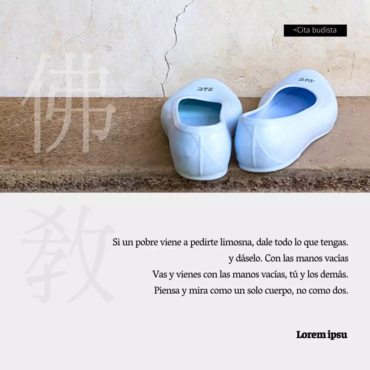 Concepto de citas budistas sencillas en blanco y negro