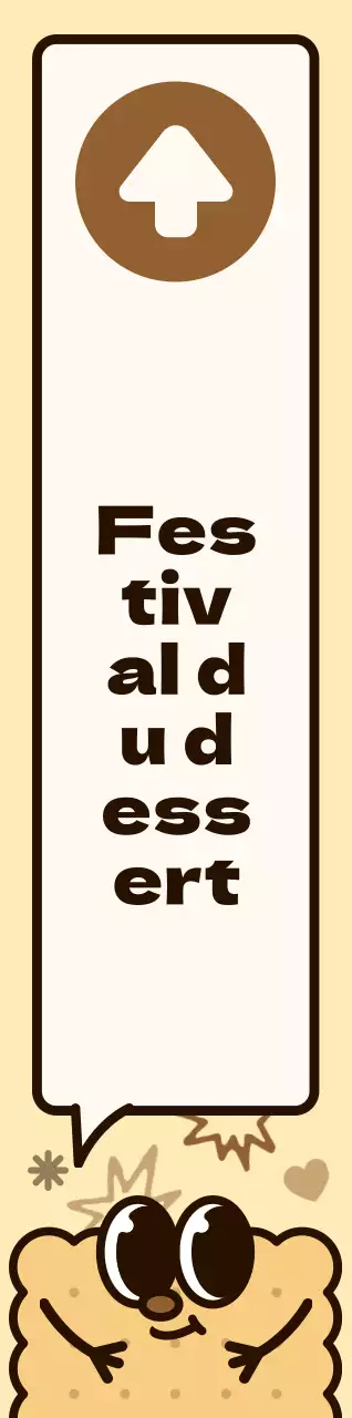 Schéma de couleurs marron et rose Illustration de mignons biscuits et de bulles de dialogue Directions vers le festival des desserts