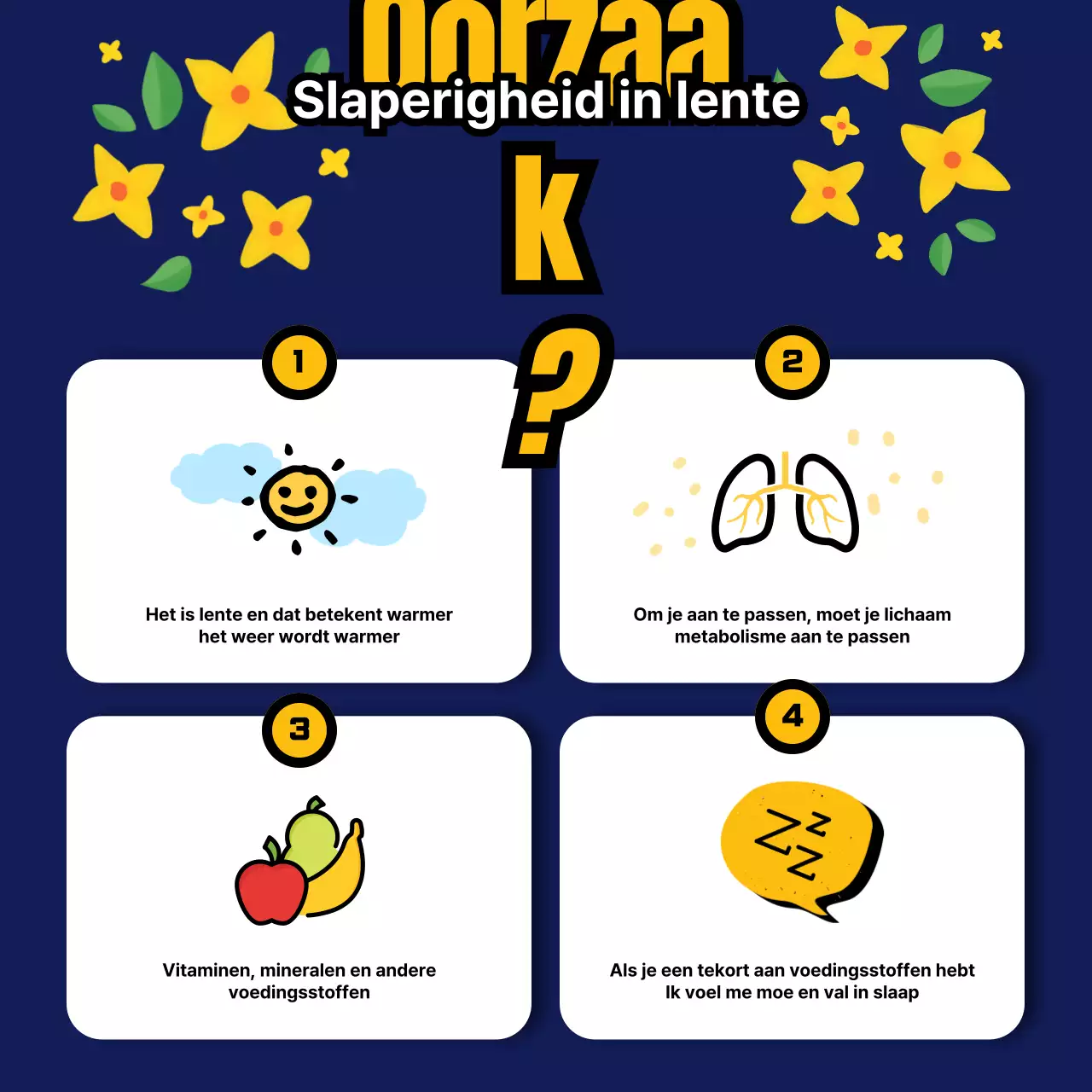 Waarschuwing voor slaperig rijden met blauw en geel thema