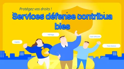 Information sur le défenseur du contribuable dans une pièce de monnaie jaune-bleu (illustration)