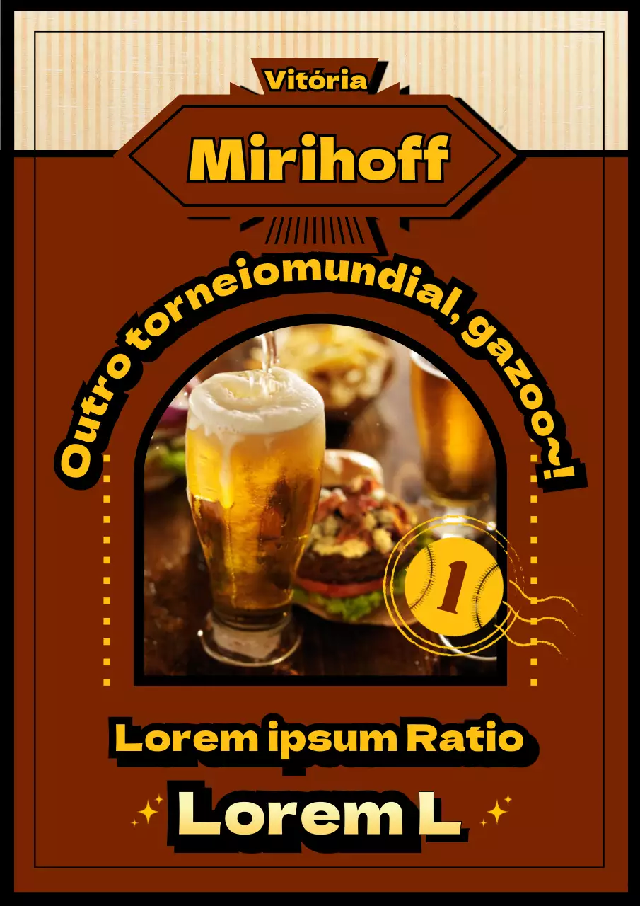 Evento de cerveja caseira com conceito retro vermelho e amarelo