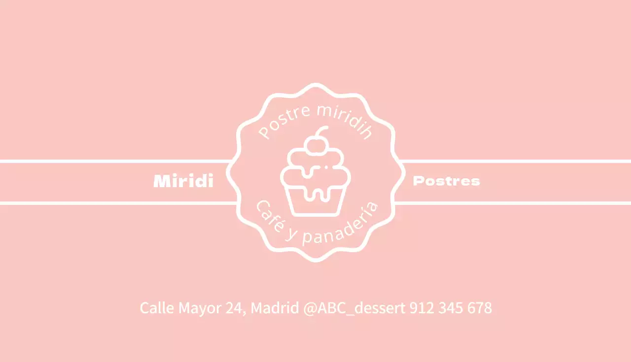 Tarjeta de visita ilustrada de postre rosa beige