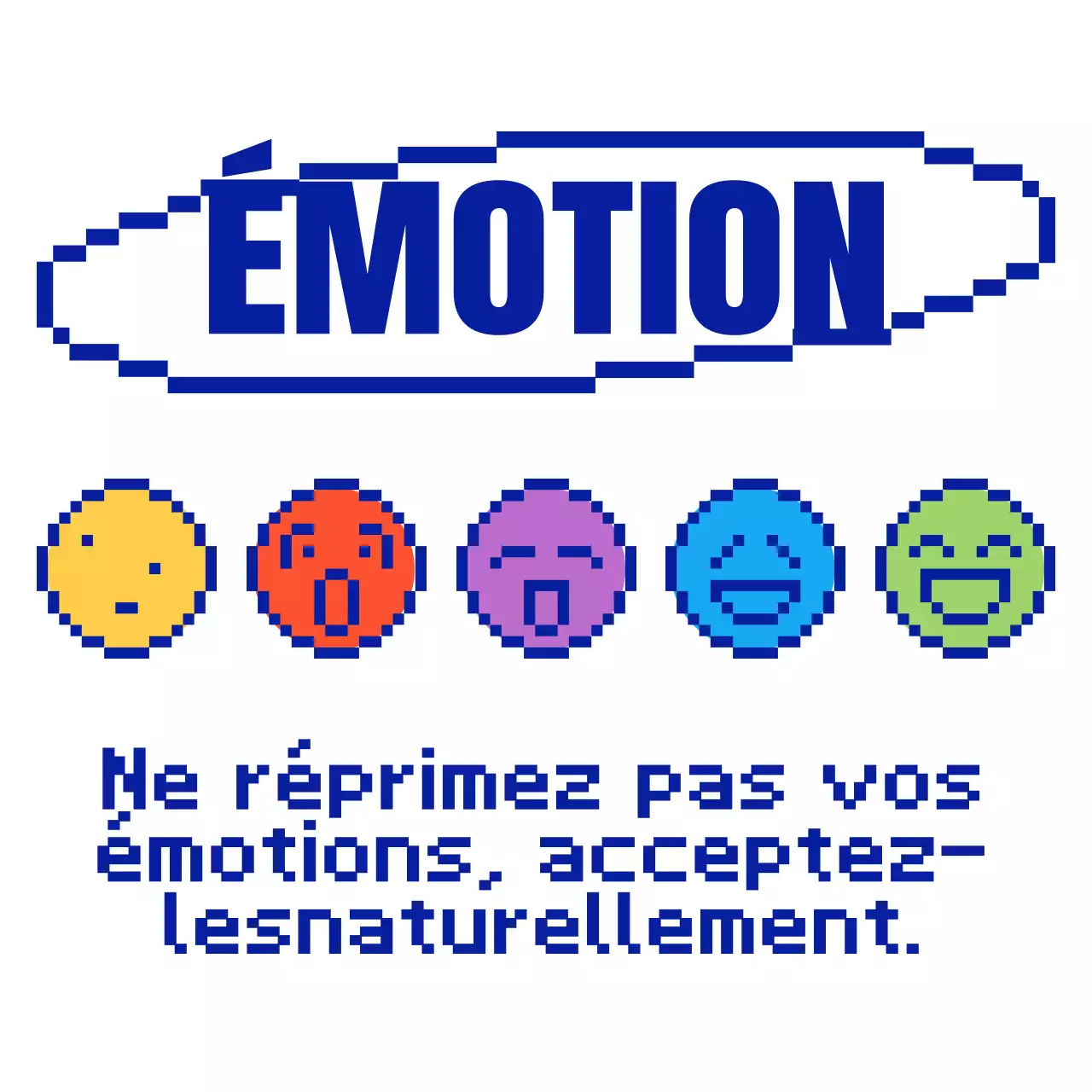 Produits personnalisés avec des expressions pixellisées colorées et mignonnes