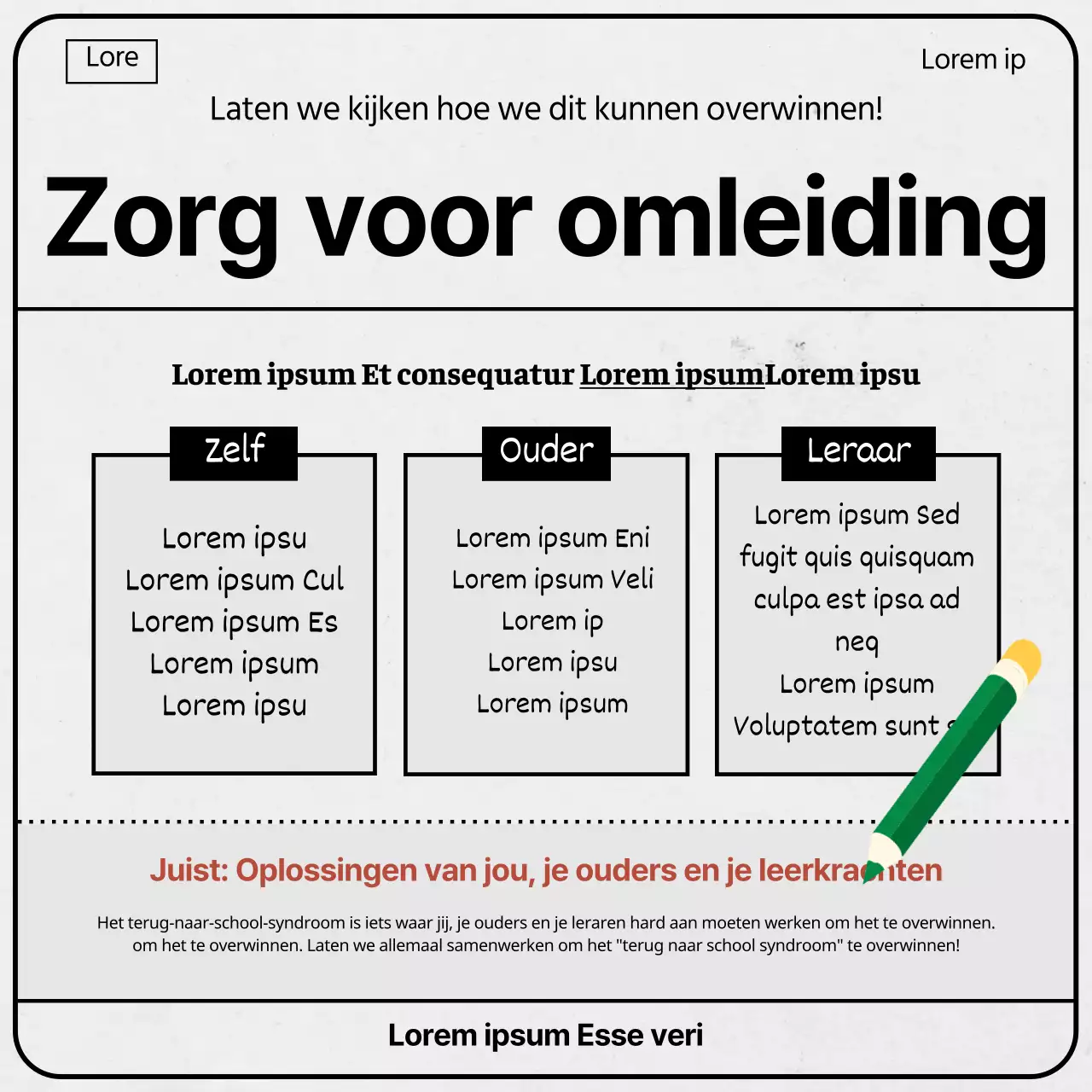 Grijze en groene examenpapieren netjes back-to-school syndroom thema