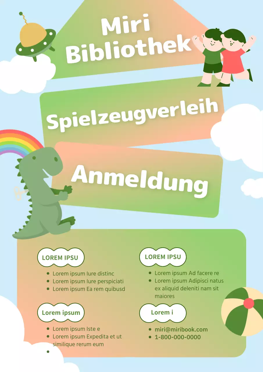 Ein Leitfaden zum Ausleihen von niedlichem Spielzeug in grünen und orangenen Farbverläufen