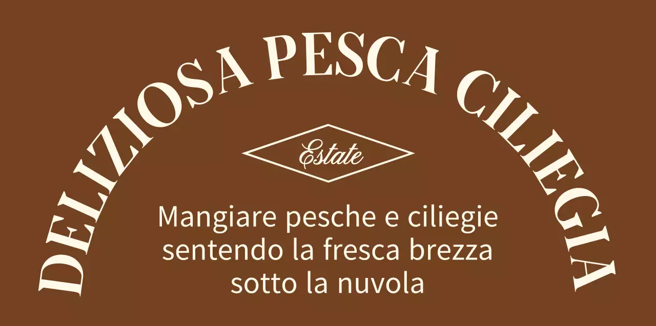 Merchandising personalizzato di concetto emozionale con testo in marrone e giallo chiaro.