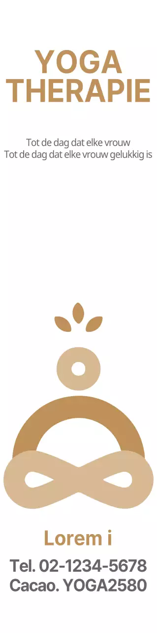Voor het promoten van een yogaschool met een eenvoudig logo in beige en bruin.