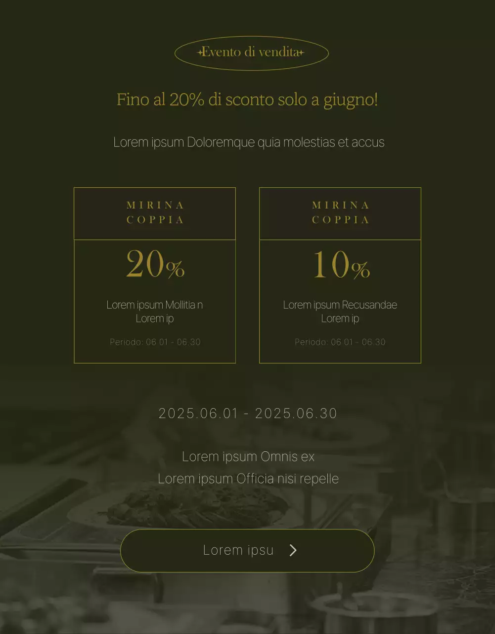 Promuovete una cucina sofisticata in hotel con i colori verde scuro e oro.