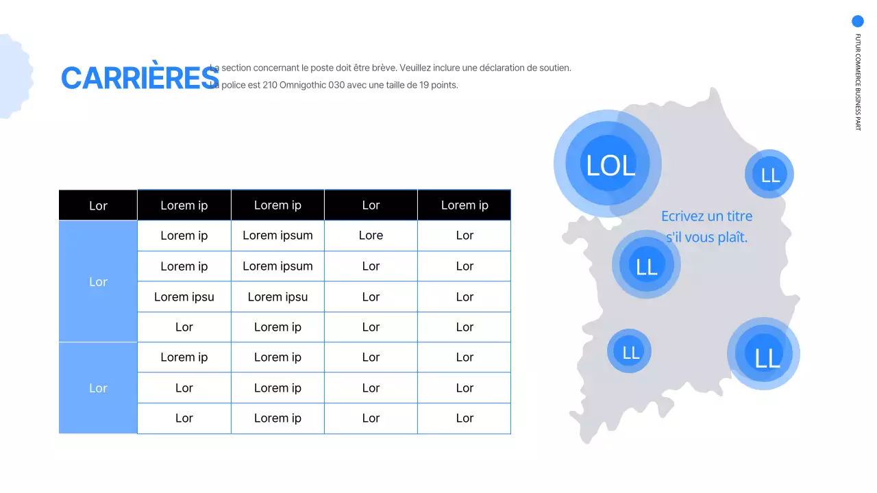 Présentation simple de salon de l'emploi en ligne en bleu et blanc