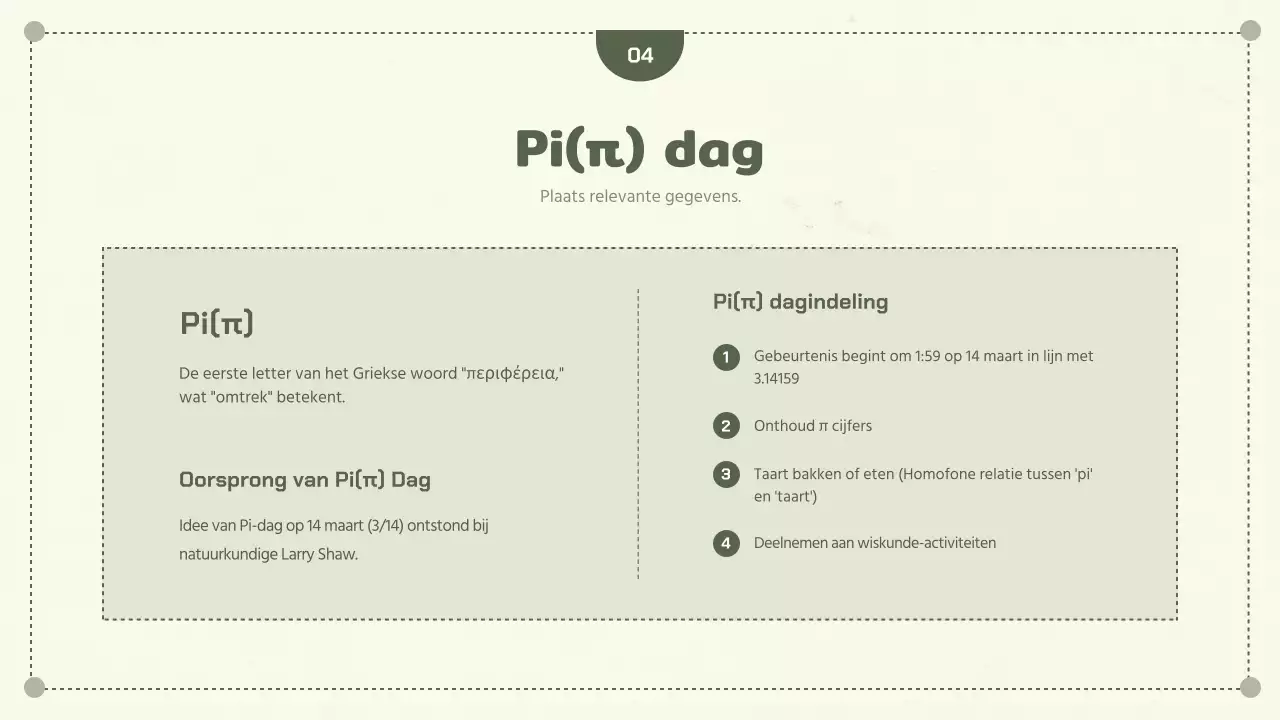 Groene eenvoudige meetkundeconcepten omtrek en taartdag