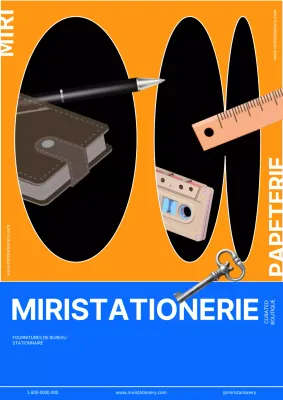 Papeterie moderne orange-bleu