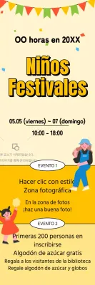 Simpática pancarta del Día del Niño con bengalas amarillas encendidas