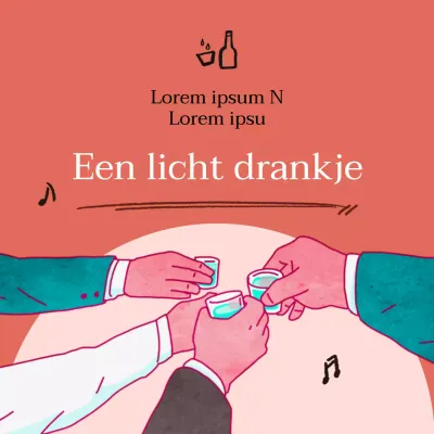 Vakantie light drink campagne met rode illustraties