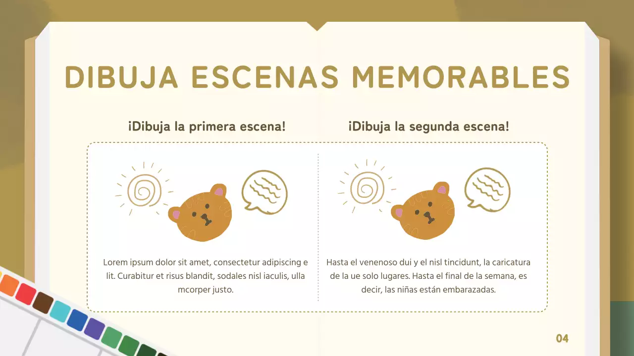 Lección de cuentos tradicionales dorados y verdes