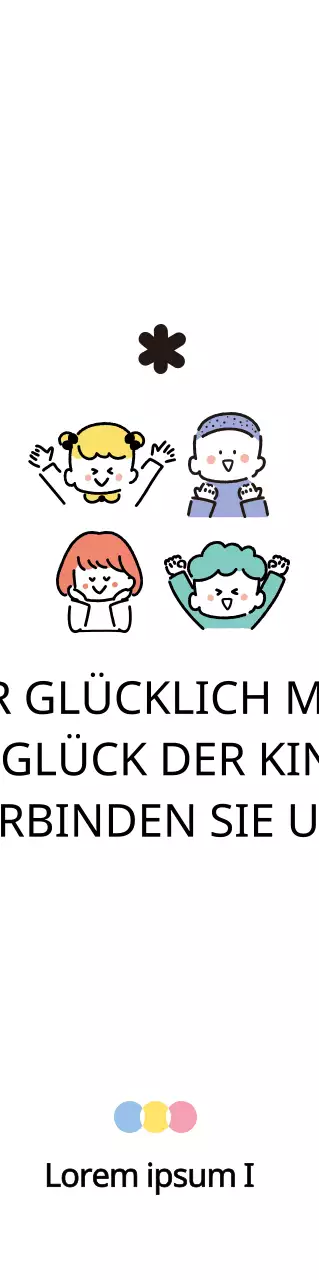 Zur Förderung einer niedlichen Wohltätigkeitsorganisation mit Illustrationen von Kindern in einer Vielzahl von sanften Farben.