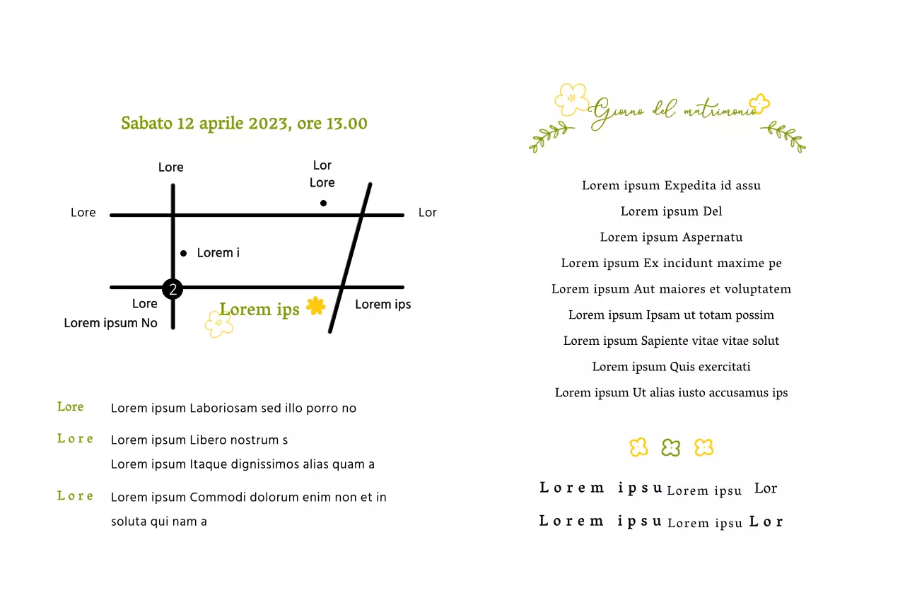 Illustrazione floreale di primavera concetto di invito di nozze in chartreuse e giallo
