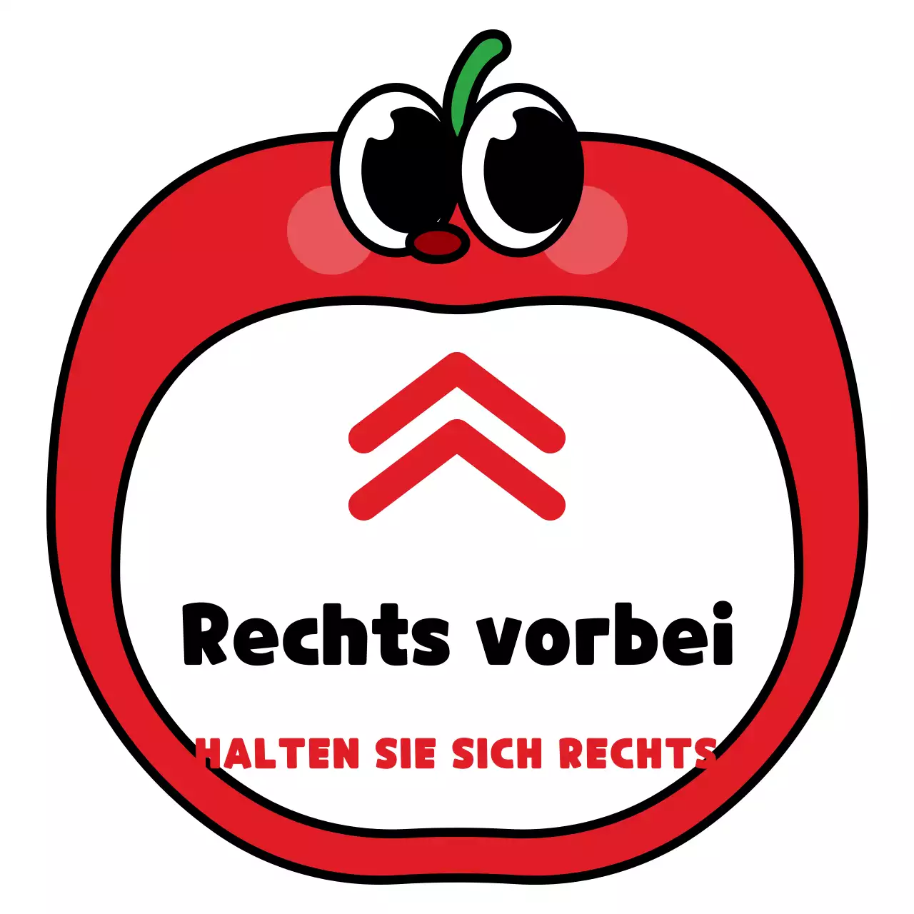 Niedliche rote und schwarze Apfel Zeichen Rahmen Stil Vorfahrt Anweisungen