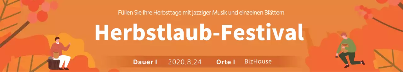 Orangefarbene Illustration wirbt für Herbstlaubfest