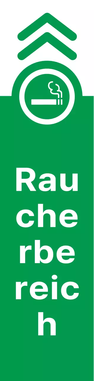 Einfache, saubere Zigaretten-Symbol und Text-Kombination in grün und rot Layout-Stil Wegbeschreibung