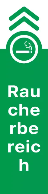 Einfache, saubere Zigaretten-Symbol und Text-Kombination in grün und rot Layout-Stil Wegbeschreibung