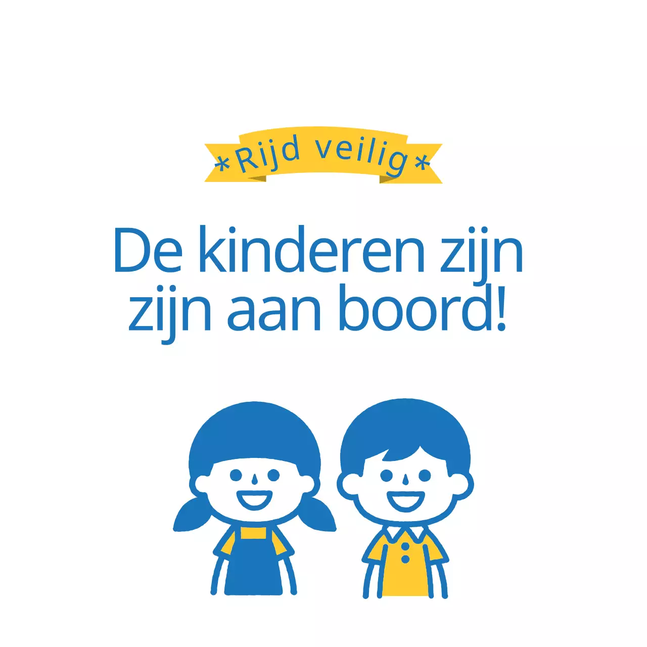 Geel en blauw geïllustreerde gids voor veilig rijden voor kinderen aan boord