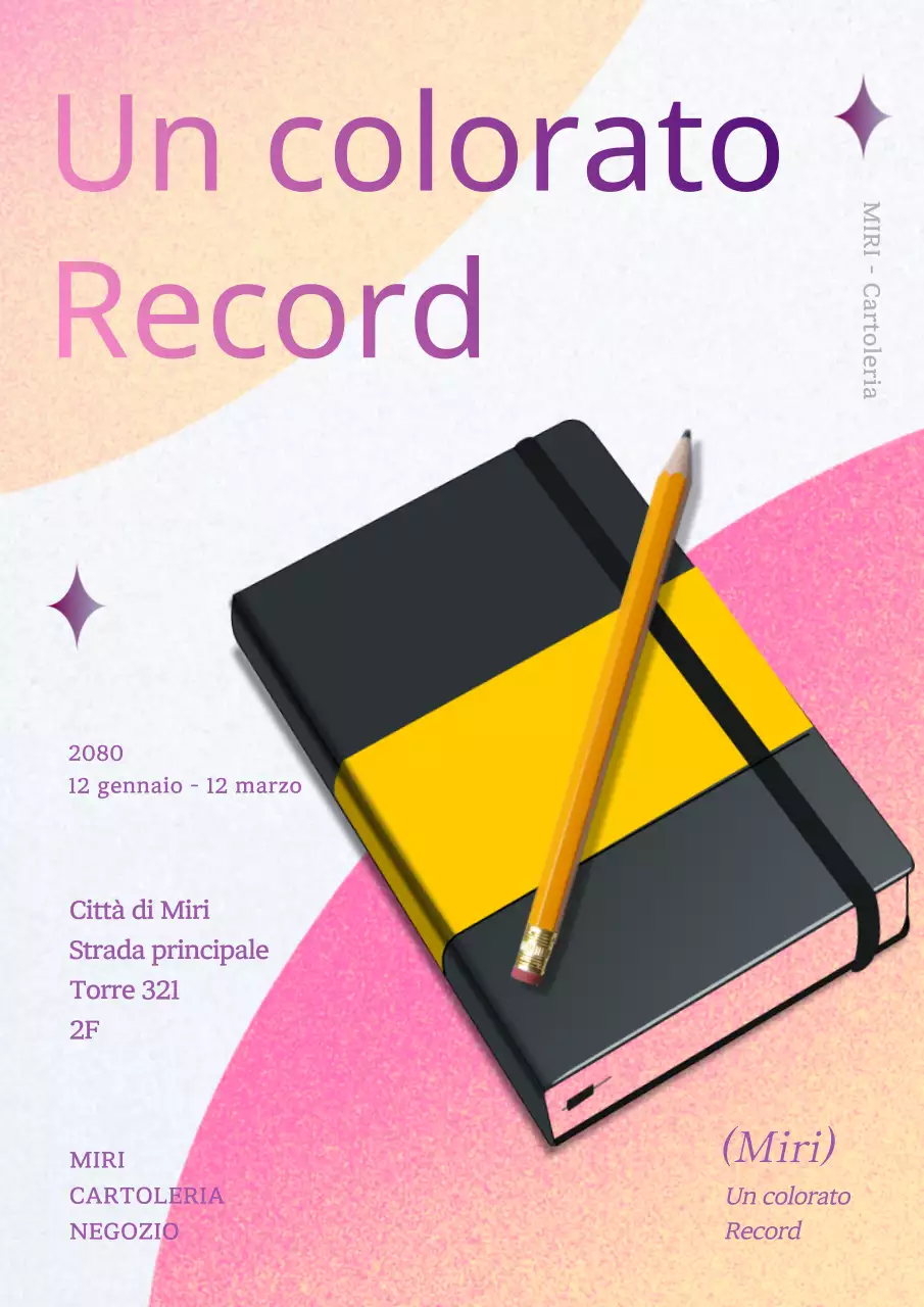 Guida ai negozi di cartoleria con grafica sfumata viola-rosa