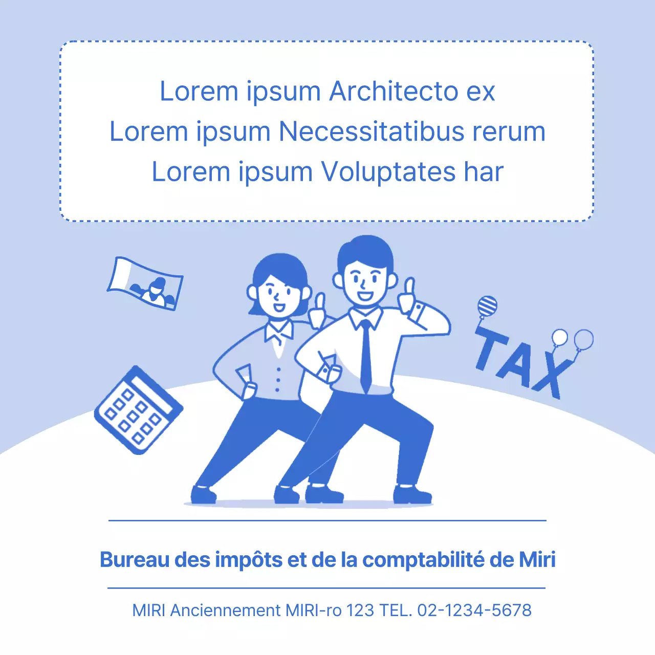 Informations sur les offres de la journée des impôts surlignées en bleu Illustrations propres