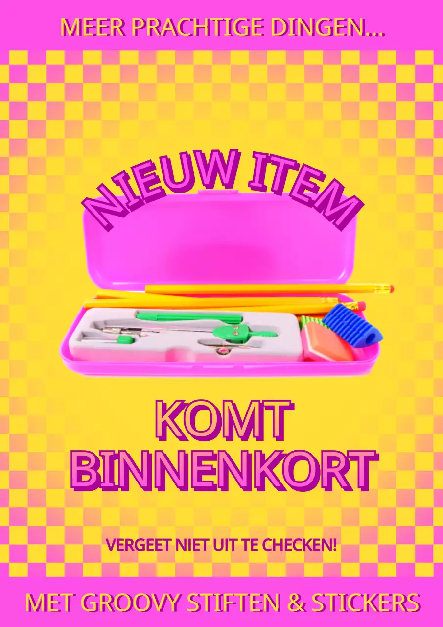 Introductie van een nieuw roze en geel briefpapierproduct