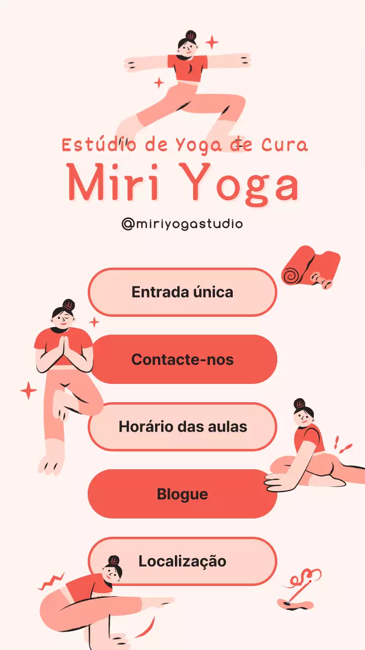 Um linky note cor-de-rosa e vermelho a promover um bonito estúdio de ioga