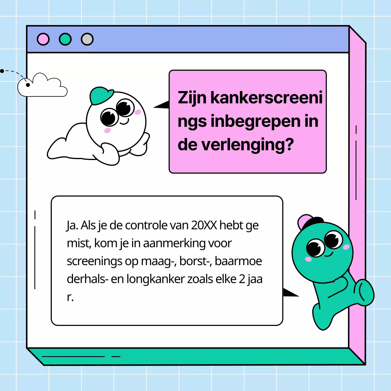 Roze en groene uitbreiding gezondheidscontrole webpagina