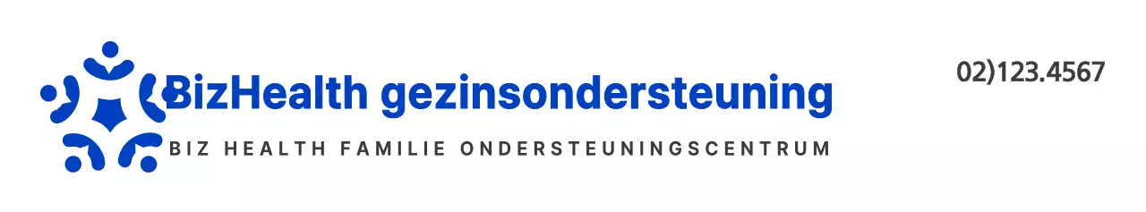 Blauw met zwarte, strakke logostijl voor het informeren en promoten van informatie van het centrum voor gezinsondersteuning