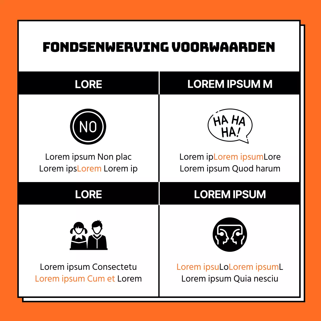 Blauw en oranje vierkant frame leuke marketing