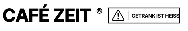 Einfaches und sauberes Cafe im Stil eines Kurieraufklebers in Schwarz