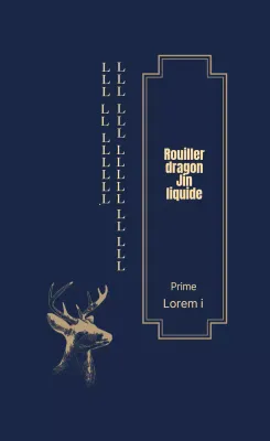 Étiquette du coffret cadeau en bois de cerf illustré bleu marine et jaune