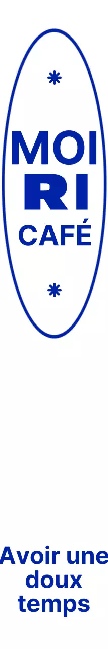 Des formes et un texte simples et épurés en bleu marine pour un café élégant.