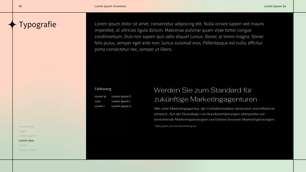 Einfache Markendesign-Richtlinien mit einem schwarzen Linienmotiv auf einem pastellfarbenen Hintergrund