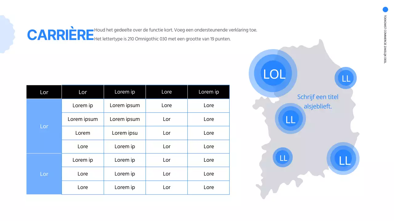 Eenvoudige online vacaturepresentatie in blauw en wit