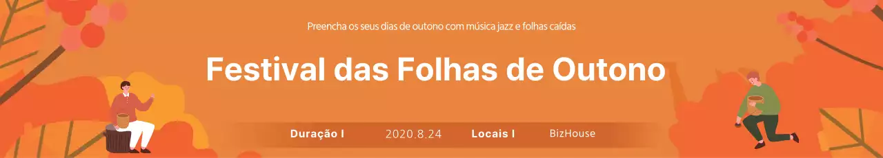 Ilustração laranja promove o Festival das Folhas de outono