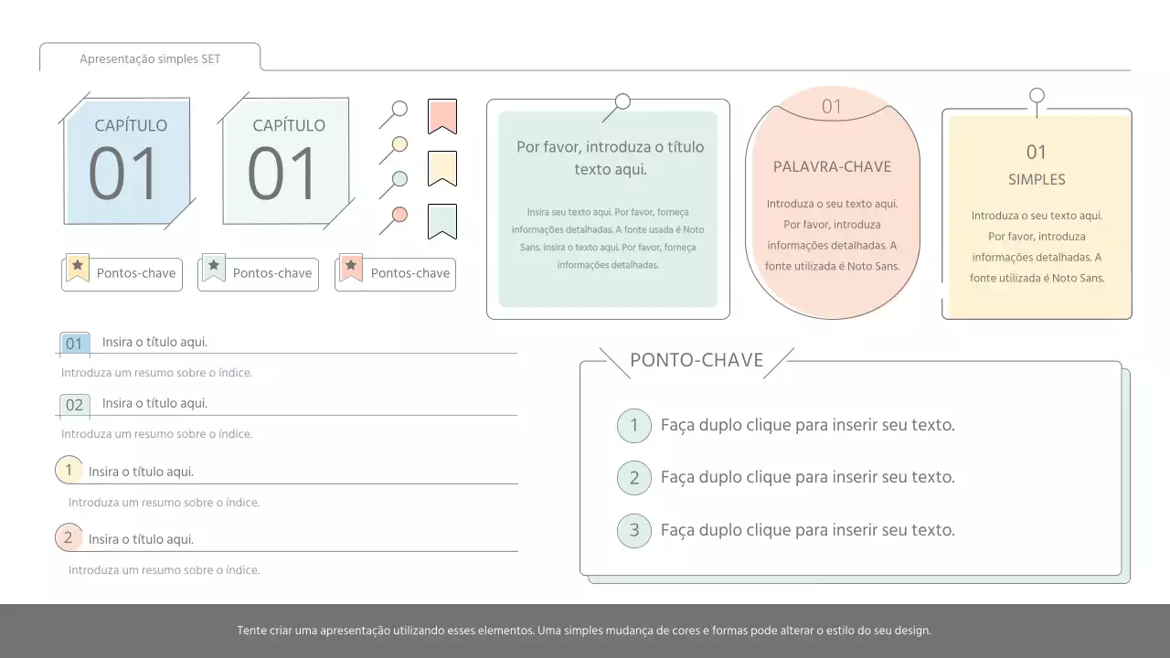 Kit de apresentação simples e básico em tons pastel e branco