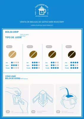 Cartel de venta de bolsas de goteo sencillas azul claro para cafeterías