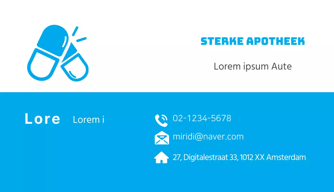 Lichtblauw geïllustreerd apotheek visitekaartje