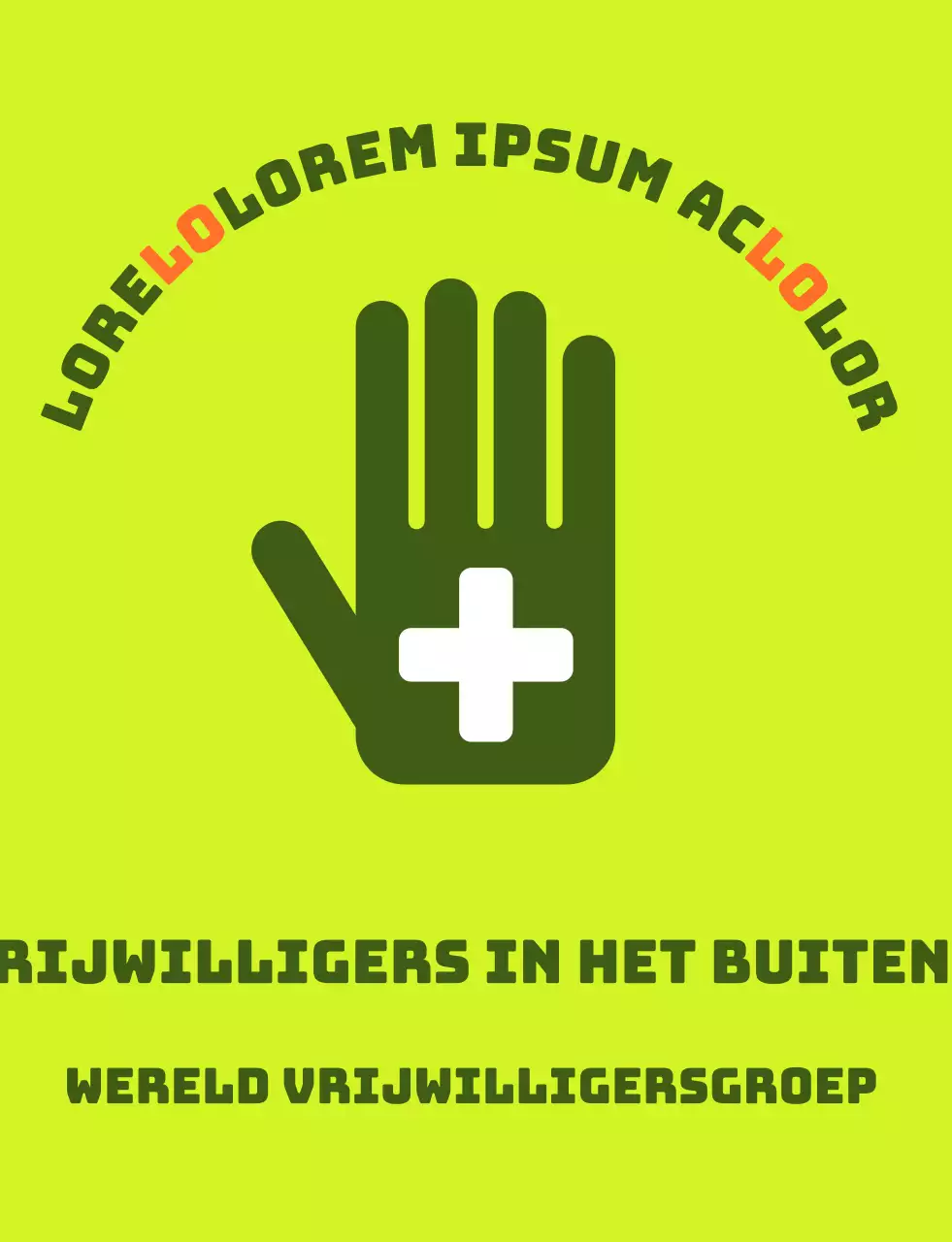Vrijwilligerswerk in het buitenland vest met eenvoudig groen-oranje logo